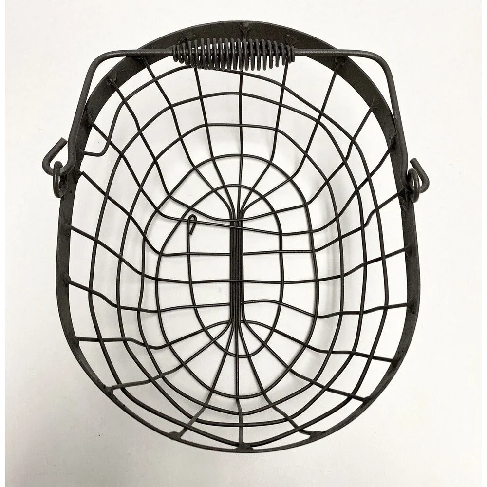 Metal wire basket‎ with Handle Farmhouse cottagecore gift basket 10.75”Lx8”Wx5”H
